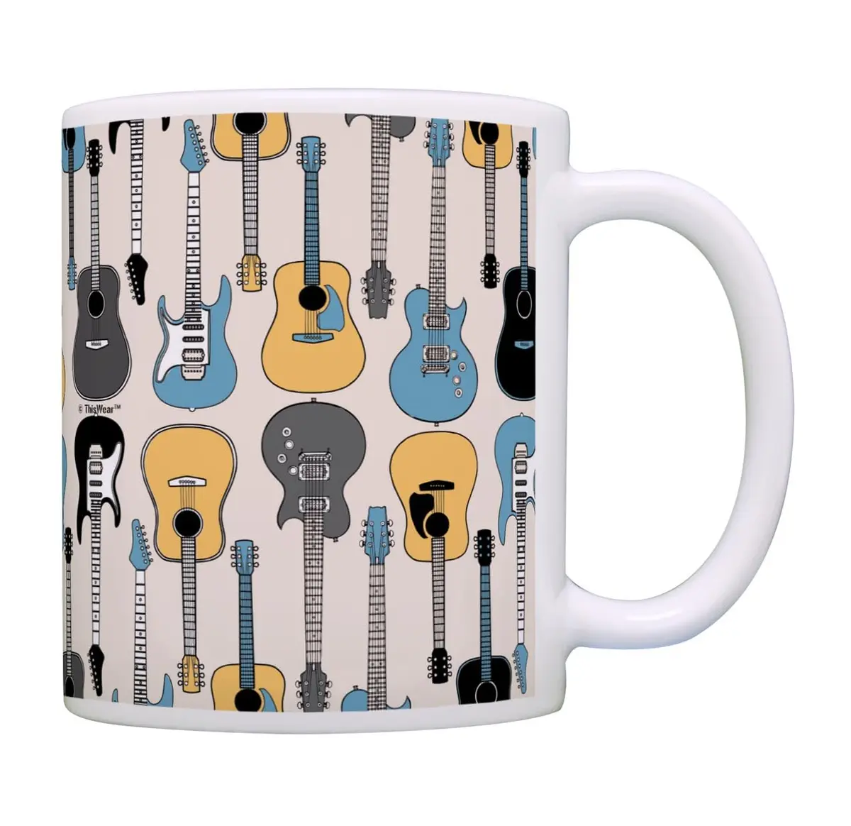 ThisWear Guitar Electric and Acoustic Coffee Mug 330ml (11oz) | Music Lover's Gift - main product image