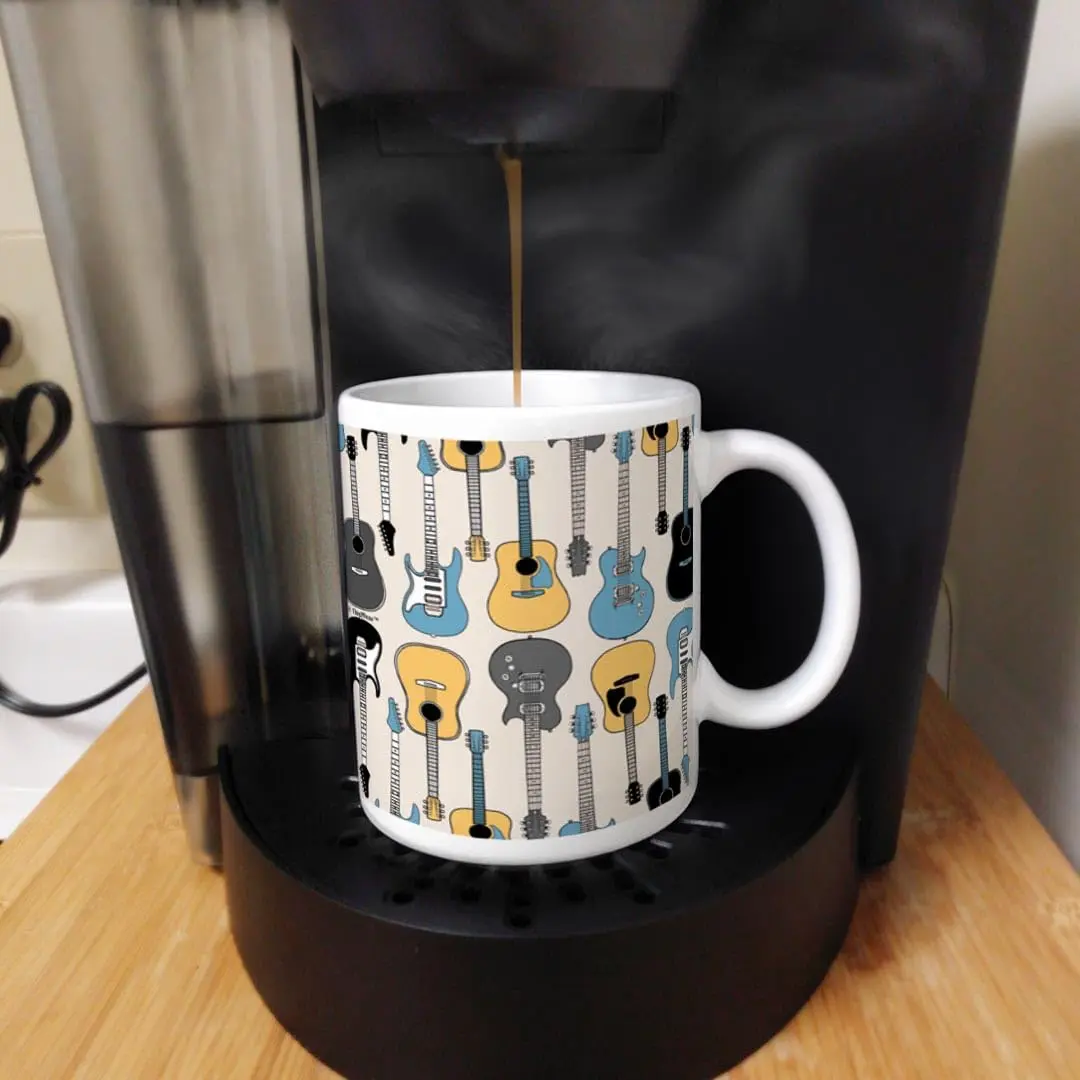 ThisWear Guitar Electric and Acoustic Coffee Mug 330ml (11oz) | Music Lover's Gift - view 5