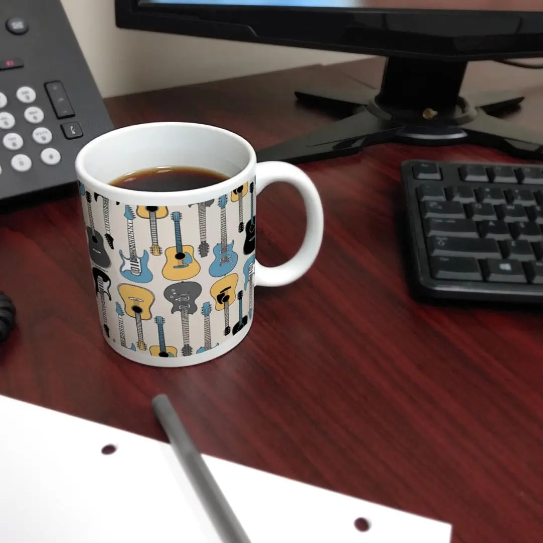 ThisWear Guitar Electric and Acoustic Coffee Mug 330ml (11oz) | Music Lover's Gift - view 6