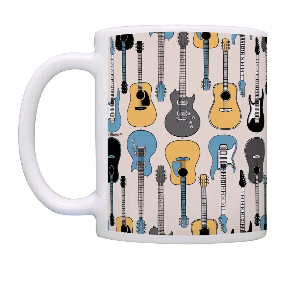 ThisWear Guitar Electric and Acoustic Coffee Mug 330ml (11oz) | Music Lover's Gift - view 3