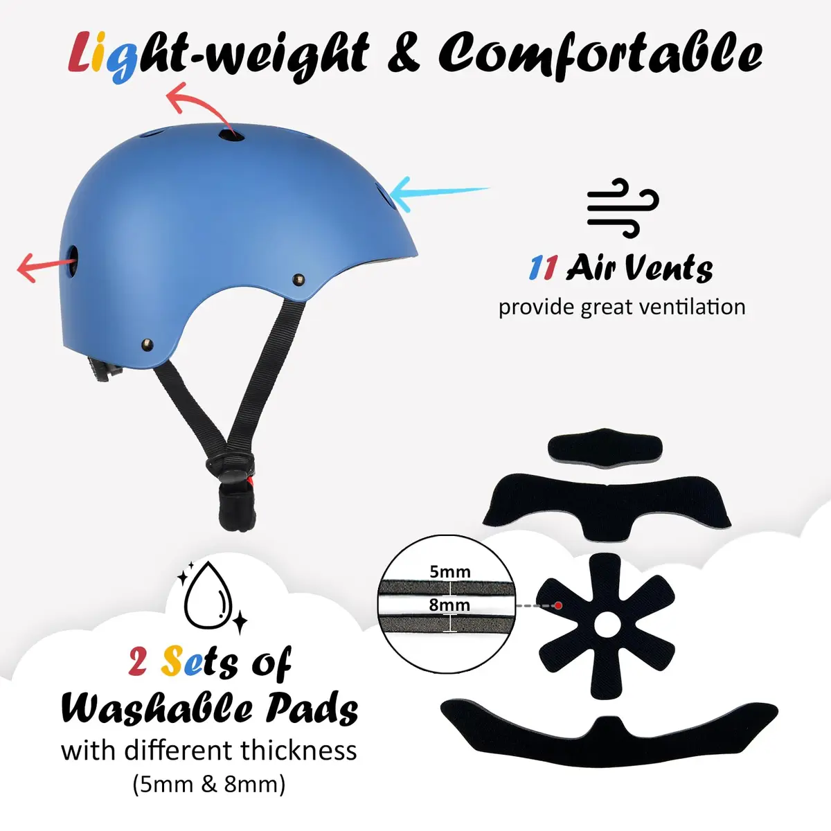 OUWOER Kids Bike Helmet Medium | Fully Adjustable, Lightweight & Multi-Sport Safety Gear - view 5