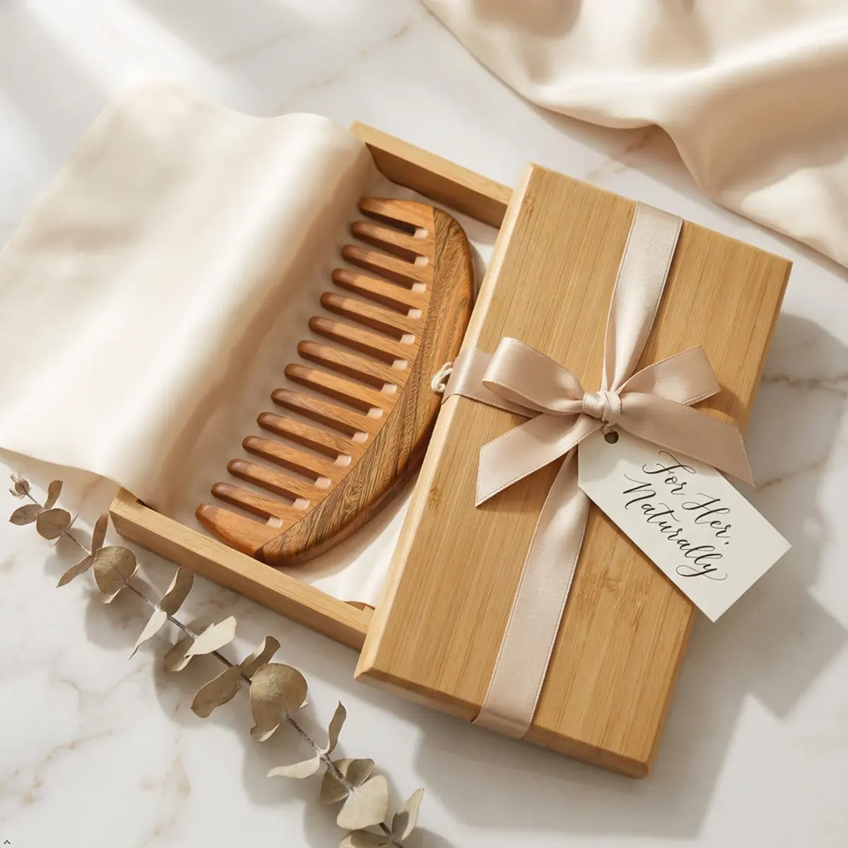 Louise Maelys Wooden Wide Tooth Comb for Curly Hair | Anti-Static, Natural Sandalwood, Portable & Gentle (1 Count) - view 7