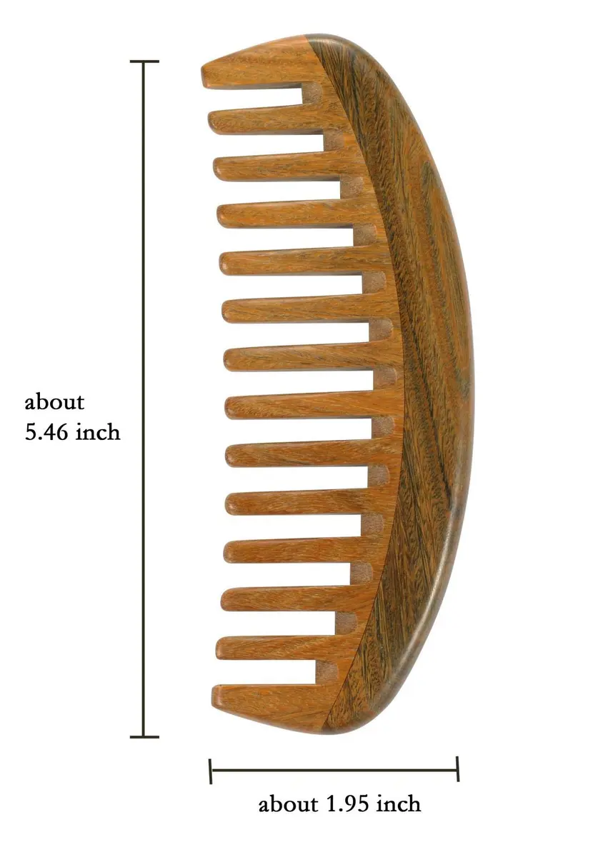 Louise Maelys Wooden Wide Tooth Comb for Curly Hair | Anti-Static, Natural Sandalwood, Portable & Gentle (1 Count) - view 2