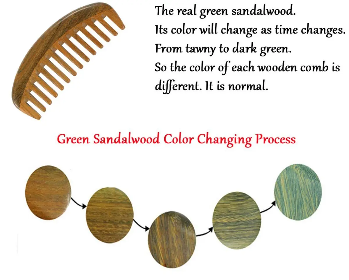 Louise Maelys Wooden Wide Tooth Comb for Curly Hair | Anti-Static, Natural Sandalwood, Portable & Gentle (1 Count) - view 3
