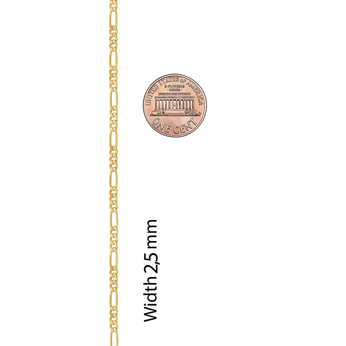 LIFETIME JEWELRY 2.5mm Figaro Chain Necklace 22 Inch | 20X Real Gold Plated Bronze - view 9
