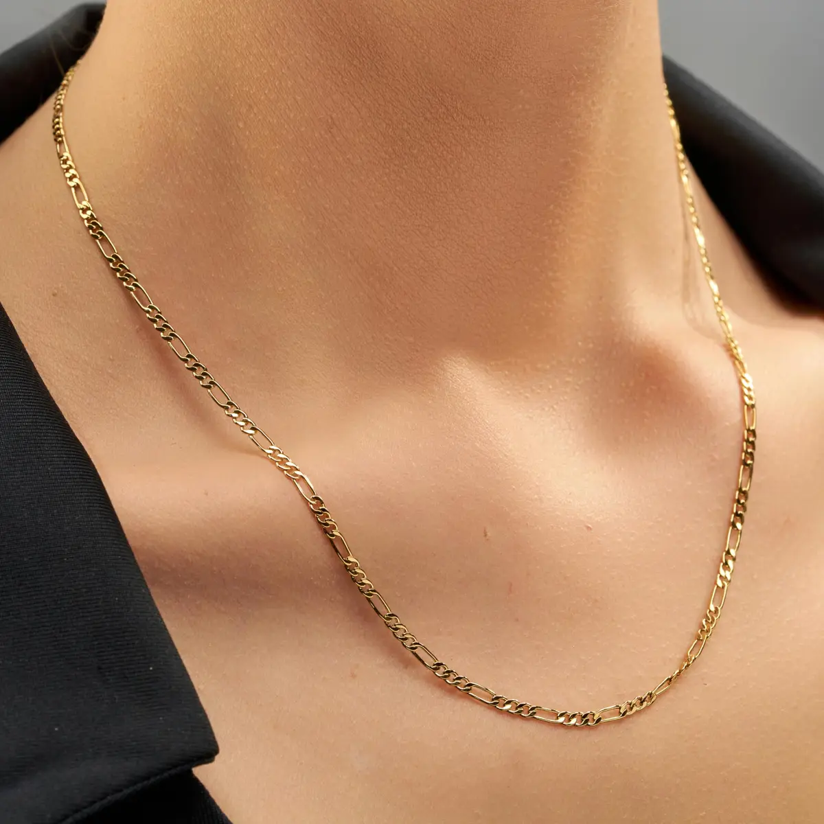LIFETIME JEWELRY 2.5mm Figaro Chain Necklace 22 Inch | 20X Real Gold Plated Bronze - view 2