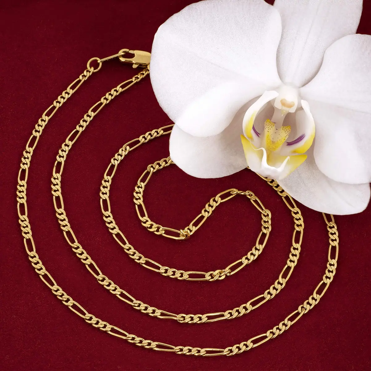 LIFETIME JEWELRY 2.5mm Figaro Chain Necklace 16 inches | Gold Plated Bronze with Lobster Clasp - view 8