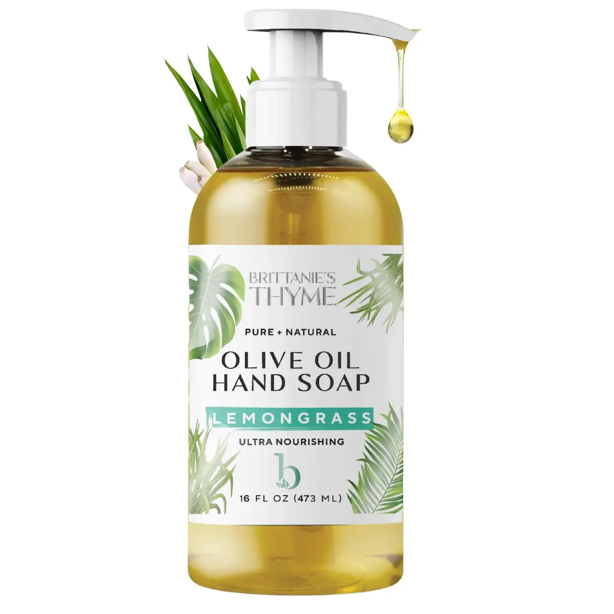 Brittanie's Thyme Castile Liquid Soap Refill Lemongrass 16 Fl Oz | Gentle, Natural & Vegan - main product image