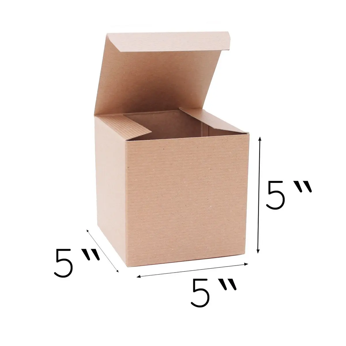 Awe Package Pinstripe Kraft Gift Box 5x5x5" | Food Safe, Easy Assembly, 24 Pack - view 2