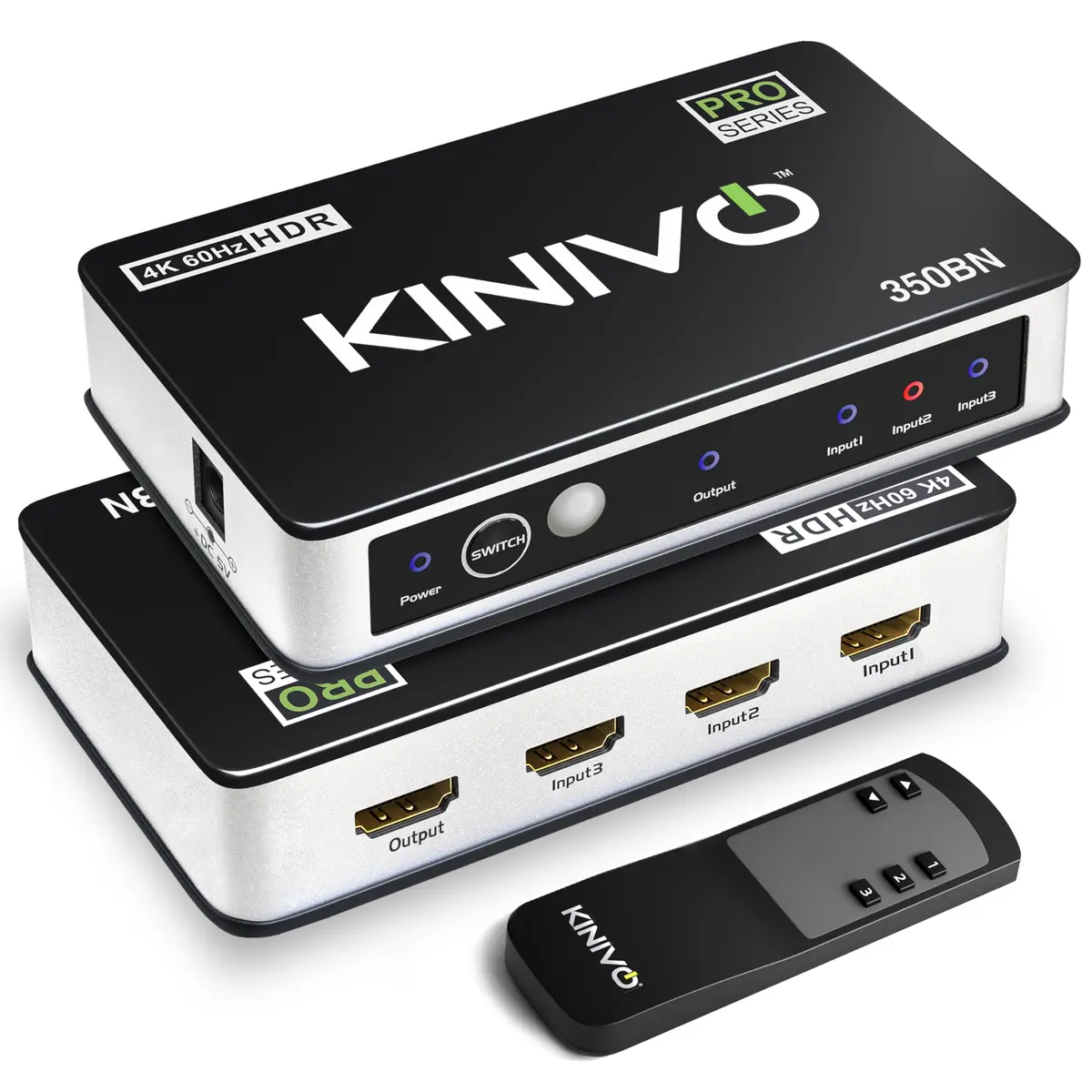 Kinivo HDMI Switch 3 in 1 Out 4K 60Hz | Supports HDR, HDCP 2.2 & Dolby Vision (70-120c) - main product image