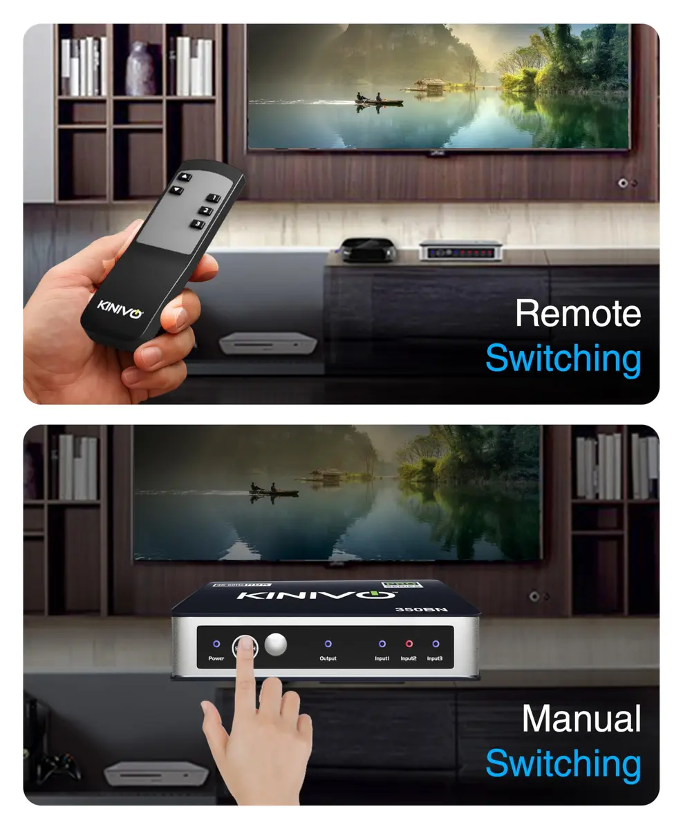 Kinivo HDMI Switch 3 in 1 Out 4K 60Hz | Supports HDR, HDCP 2.2 & Dolby Vision (70-120c) - view 9