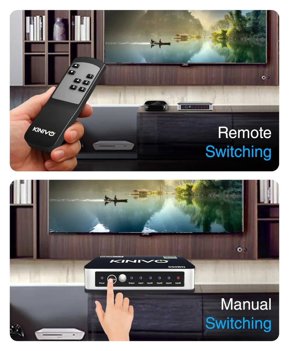 Kinivo HDMI Switch 5 in 1 Out 4K 60Hz | Supports HDR, Dolby Vision, VRR, IR Remote - view 7