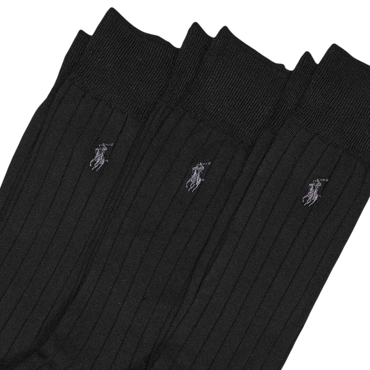 POLO RALPH LAUREN Men's Super Soft Ribbed Dress Crew Socks, 3 Pairs | Ultrasoft Polyester Blend, Reinforced Heel & Toe, Odor-Resistant, Crew Length, Black - view 3