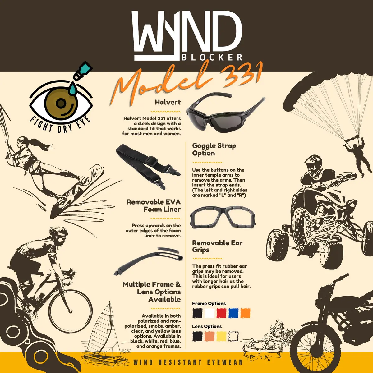 WYND Blocker Halvert Motorcycle Sunglasses & Goggles Combo 65mm (2.56in) | UV400 Protection - view 4