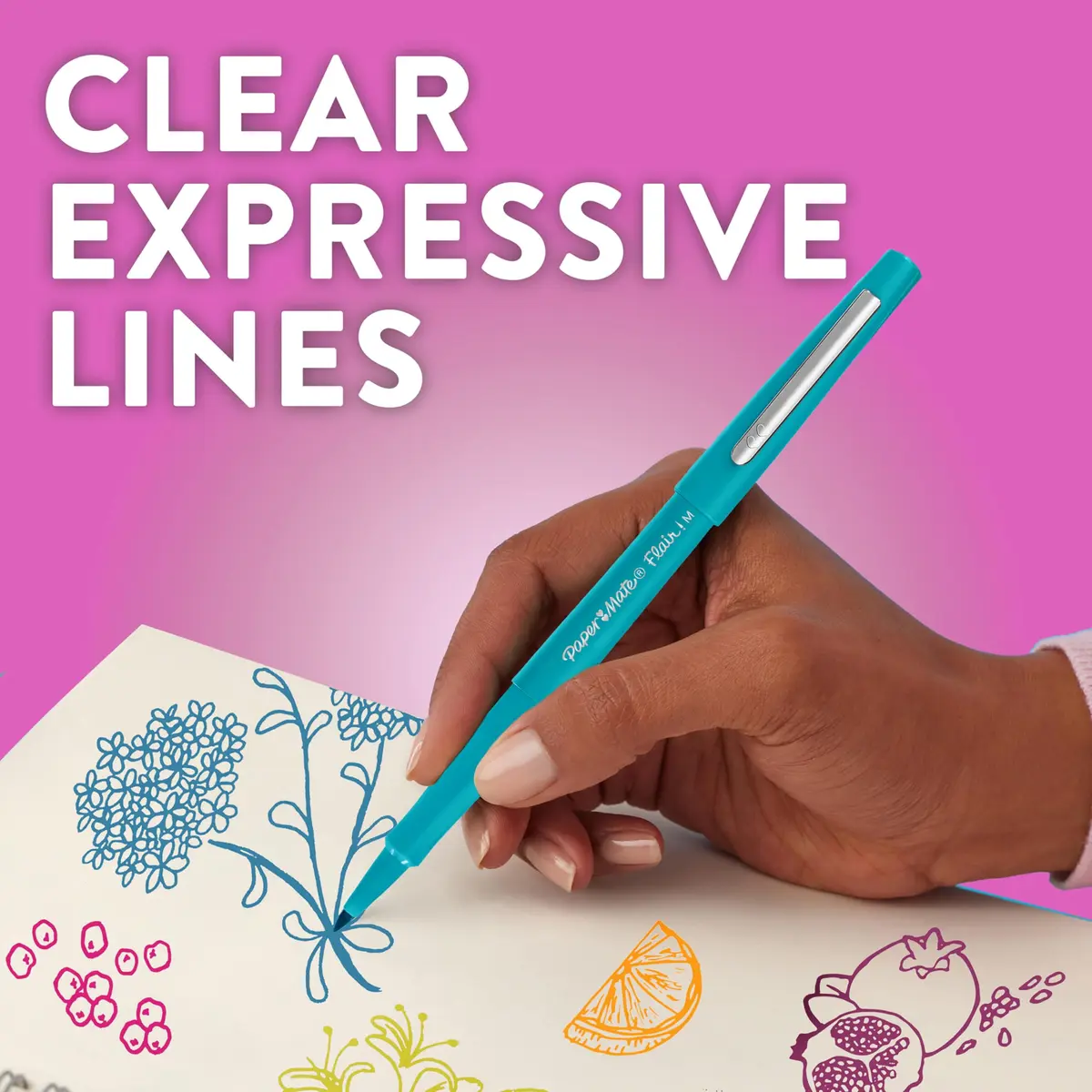 Paper Mate Flair Felt Tip Pens | Medium Point (0.7 mm) Writing Pens | Black Pens | For Writing, Drawing & Sketching | 5 Count - view 5
