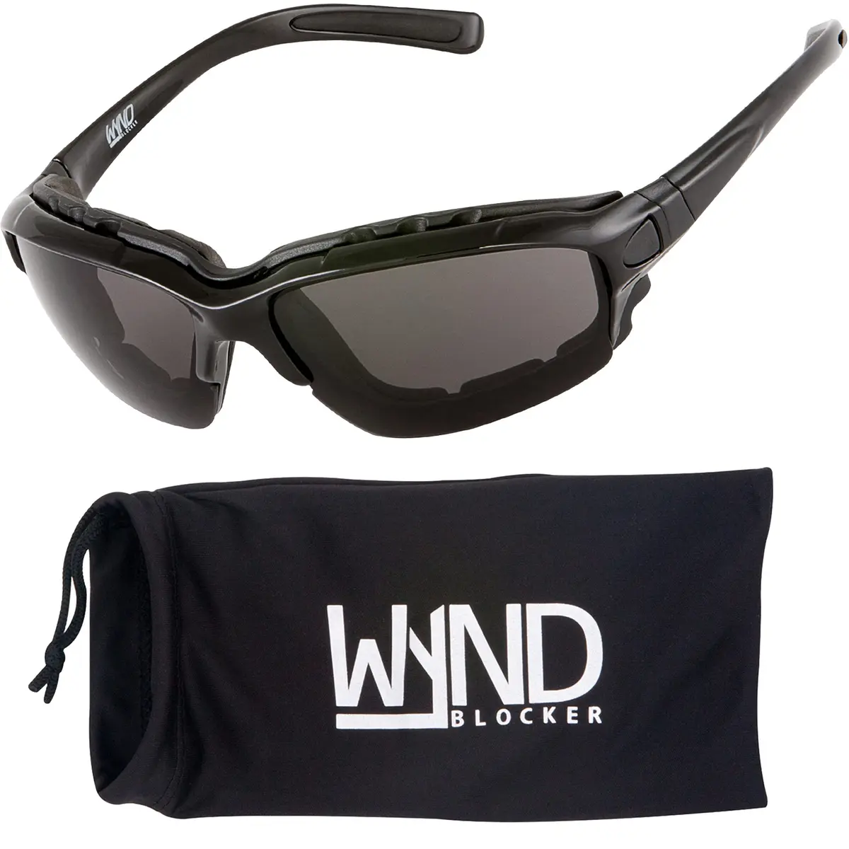 WYND Blocker Halvert Motorcycle Sunglasses Riding Glasses, Black/Smoke | UV400 Protection, Removable Foam Liner & Goggle Strap - main product image