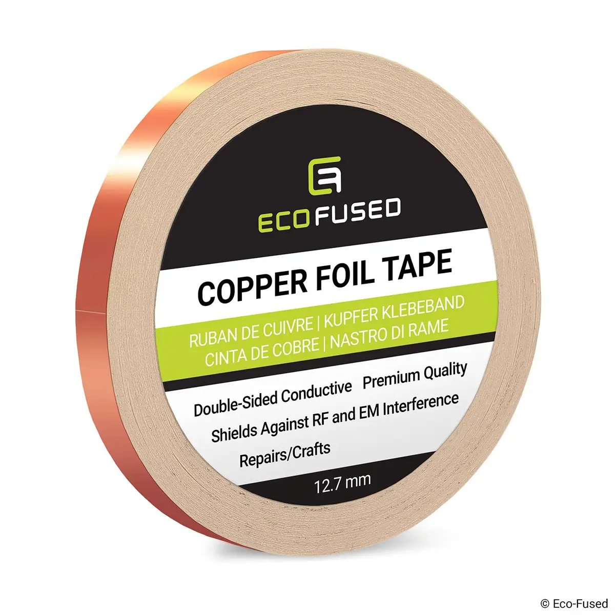 Eco-Fused Double-Sided Conductive Copper Foil Tape 12.7mm x 20m | EMI/RF Shielding, Paper Circuits, Arts & Crafts - main product image