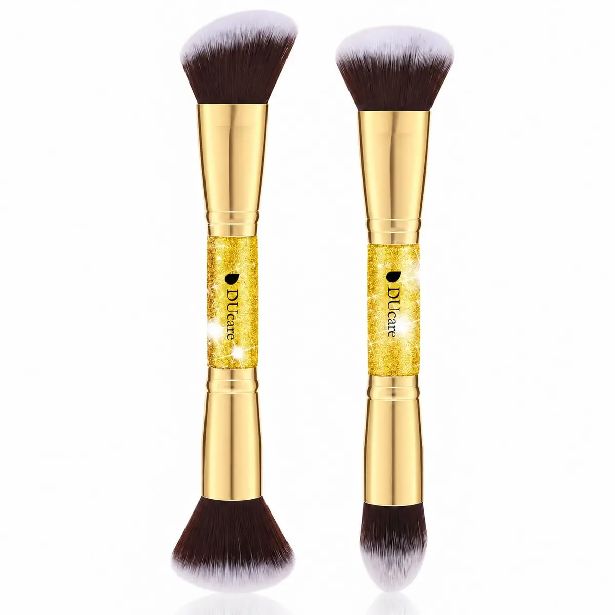 DUcare 2Pcs Double Ended Foundation & Contour Makeup Brush Set | Soft Synthetic Face Brushes for Liquid, Cream & Powder - main product image