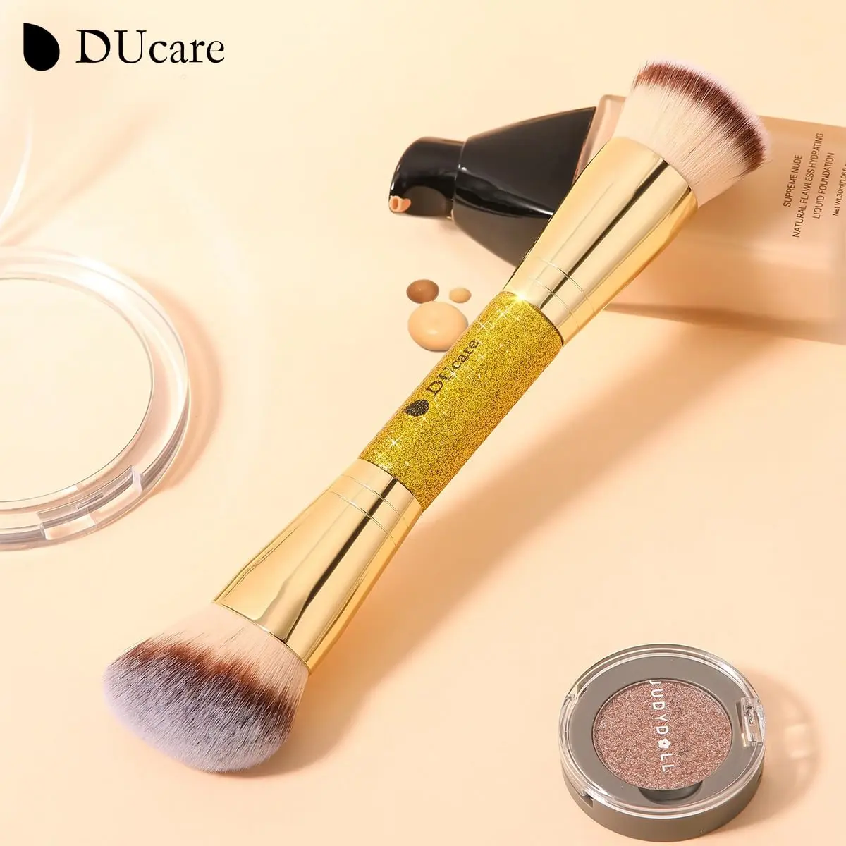 DUcare 2Pcs Double Ended Foundation & Contour Makeup Brush Set | Soft Synthetic Face Brushes for Liquid, Cream & Powder - view 8