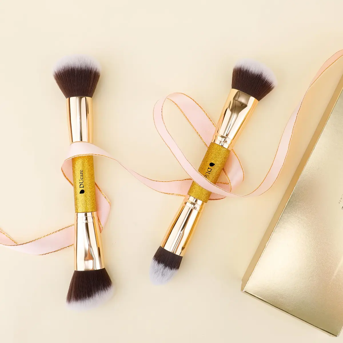 DUcare 2Pcs Double Ended Foundation & Contour Makeup Brush Set | Soft Synthetic Face Brushes for Liquid, Cream & Powder - view 9