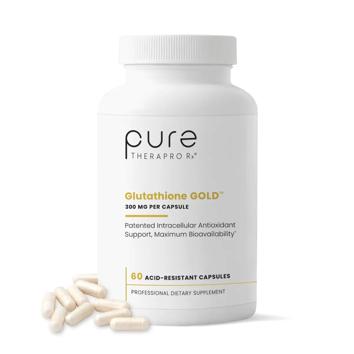Pure Therapro Rx S-Acetyl Glutathione Gold, Extra-Strength | Patented Acetylated Form of Glutathione (EMOTHION) from Italy | Pharmaceutical Grade | Zero Fillers (60 Capsules (300mg)) - main product image