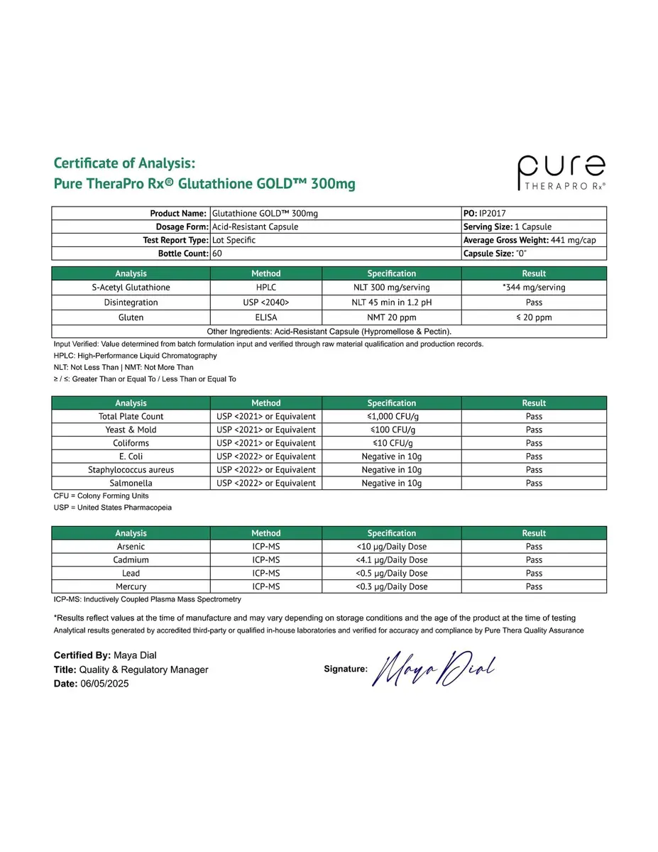 Pure Therapro Rx S-Acetyl Glutathione Gold, Extra-Strength | Patented Acetylated Form of Glutathione (EMOTHION) from Italy | Pharmaceutical Grade | Zero Fillers (60 Capsules (300mg)) - view 9