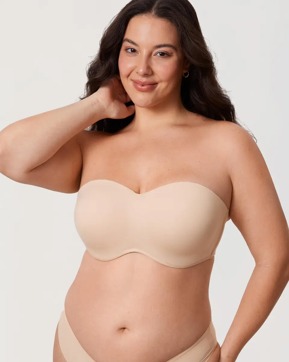 DELIMIRA Strapless Bandeau Minimizer Bras Beige 36G | Natural Lift & Bust Reduction for Women - view 6