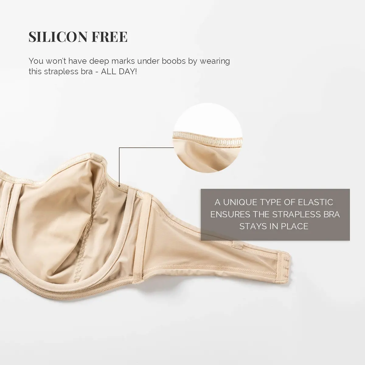 DELIMIRA Strapless Bandeau Minimizer Bras Beige 36G | Natural Lift & Bust Reduction for Women - view 4