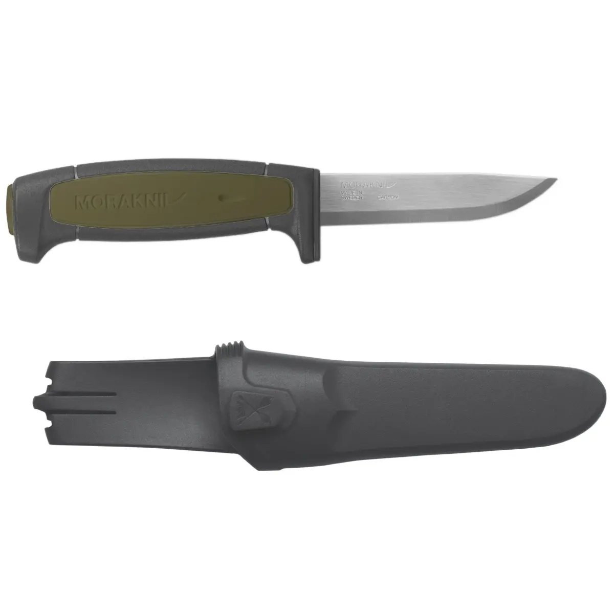 Morakniv Basic 511 Fixed-Blade Knife - Black/Green Handle, 9.1 cm High Carbon Steel Blade - main product image