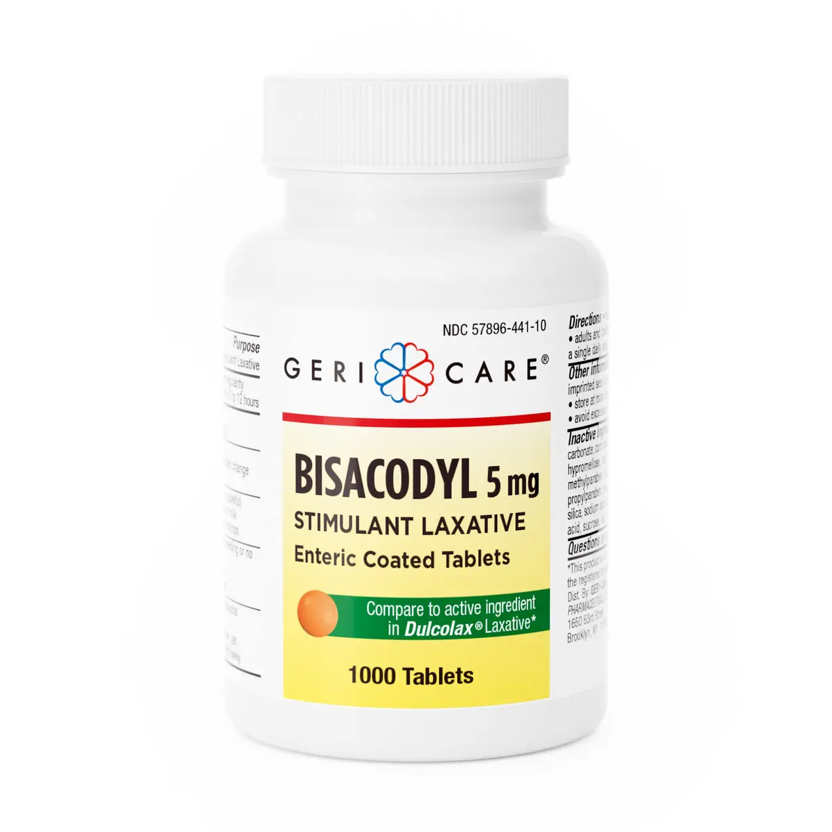 GeriCare Bisacodyl 5 mg Coated Tablet | Gentle Overnight Constipation Relief | 1000 Count - main product image