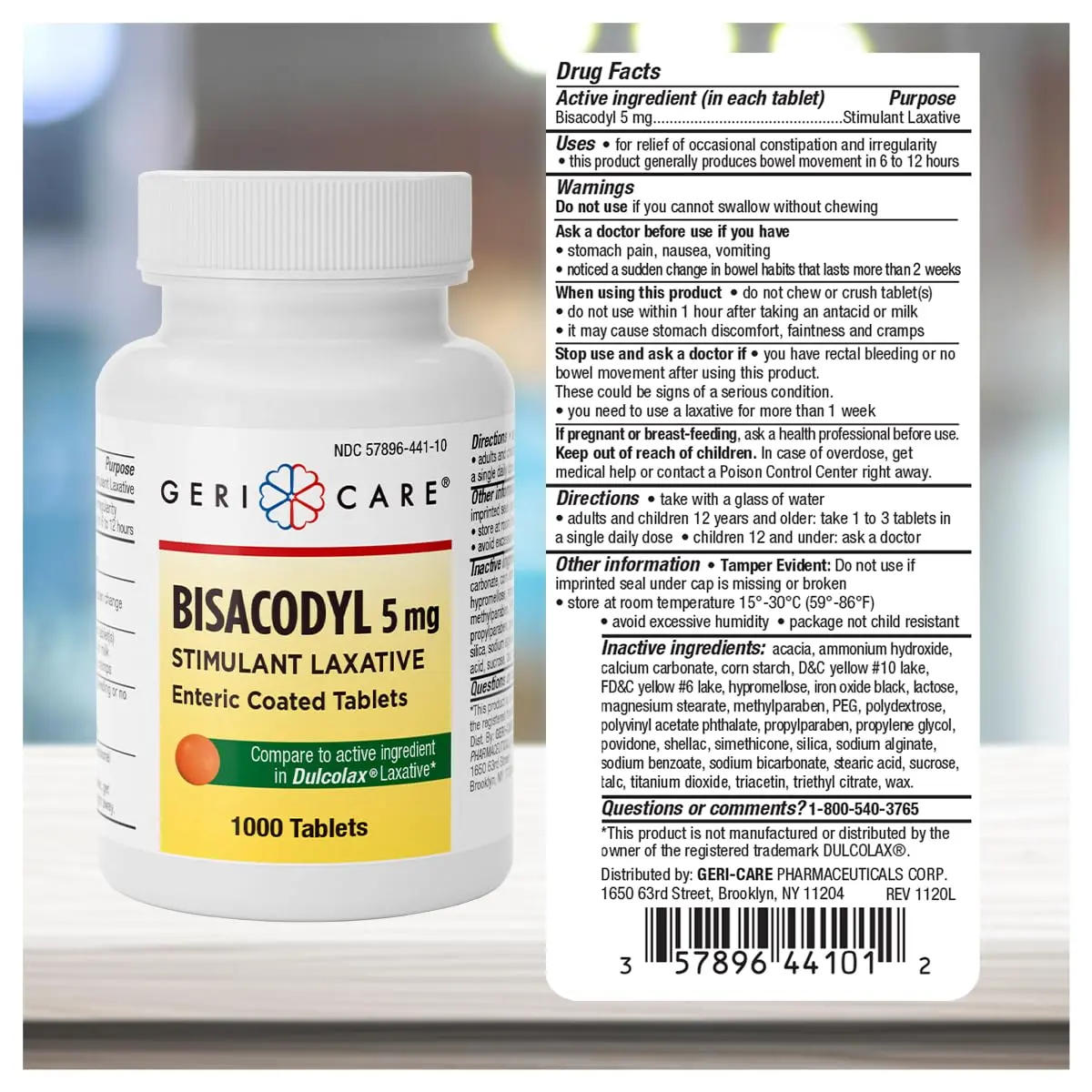 GeriCare Bisacodyl 5 mg Coated Tablet | Gentle Overnight Constipation Relief | 1000 Count - view 3