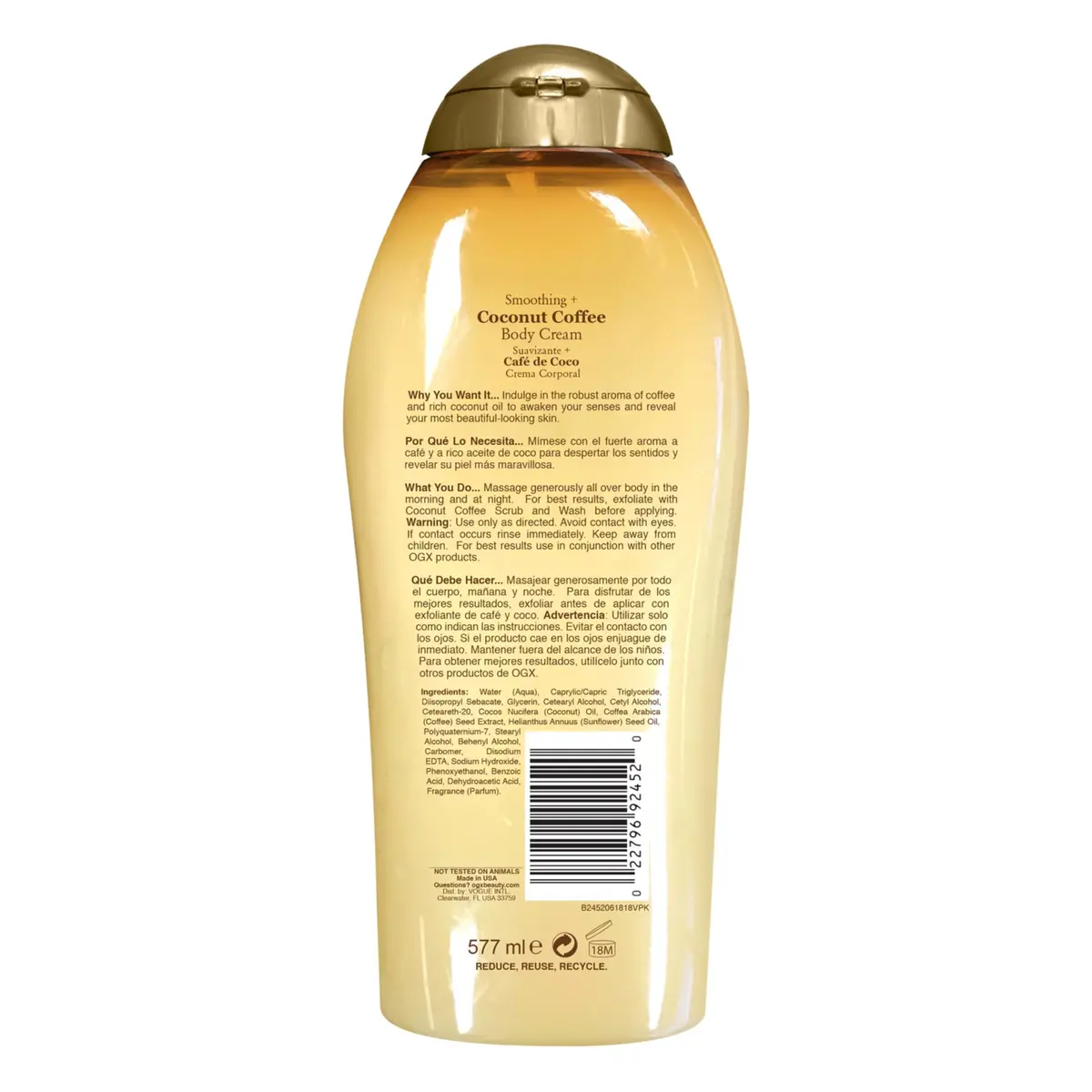 OGX Smoothing + Coconut Coffee Body Cream 19.5 oz | Moisturizes & Softens Skin with Coffee & Coconut Oil - view 5