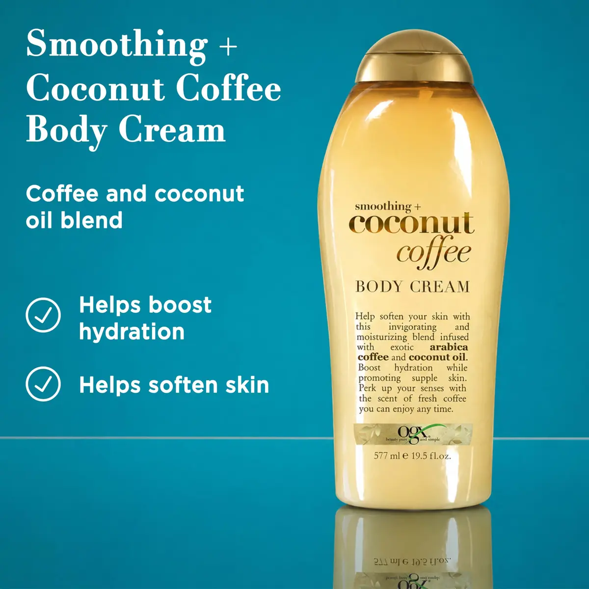 OGX Smoothing + Coconut Coffee Body Cream 19.5 oz | Moisturizes & Softens Skin with Coffee & Coconut Oil - view 2