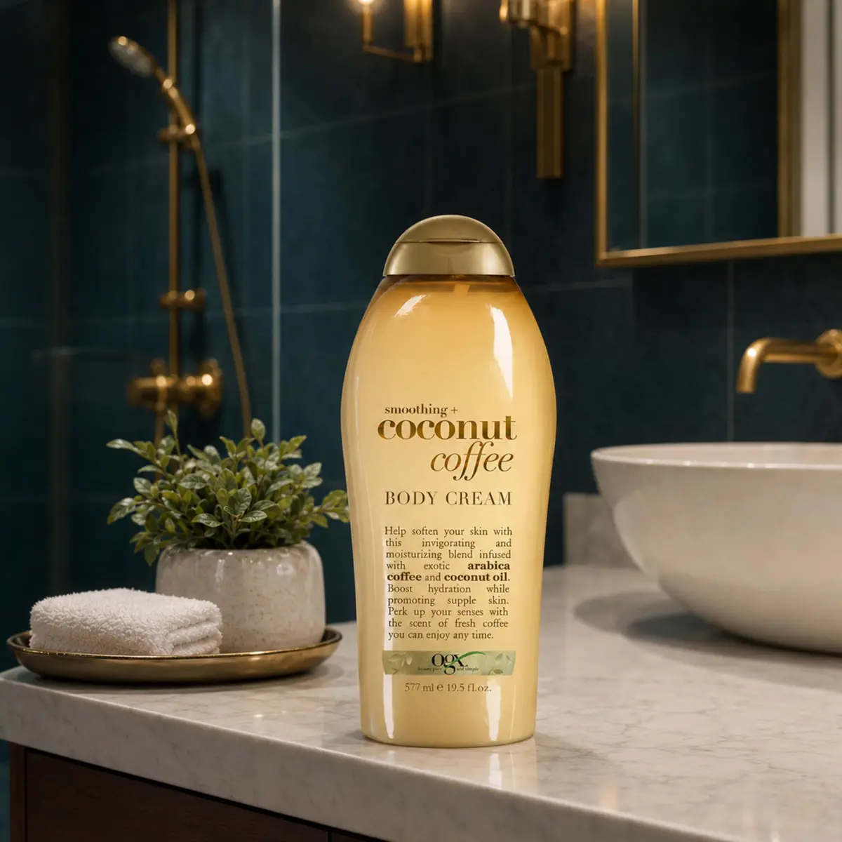 OGX Smoothing + Coconut Coffee Body Cream 19.5 oz | Moisturizes & Softens Skin with Coffee & Coconut Oil - view 3