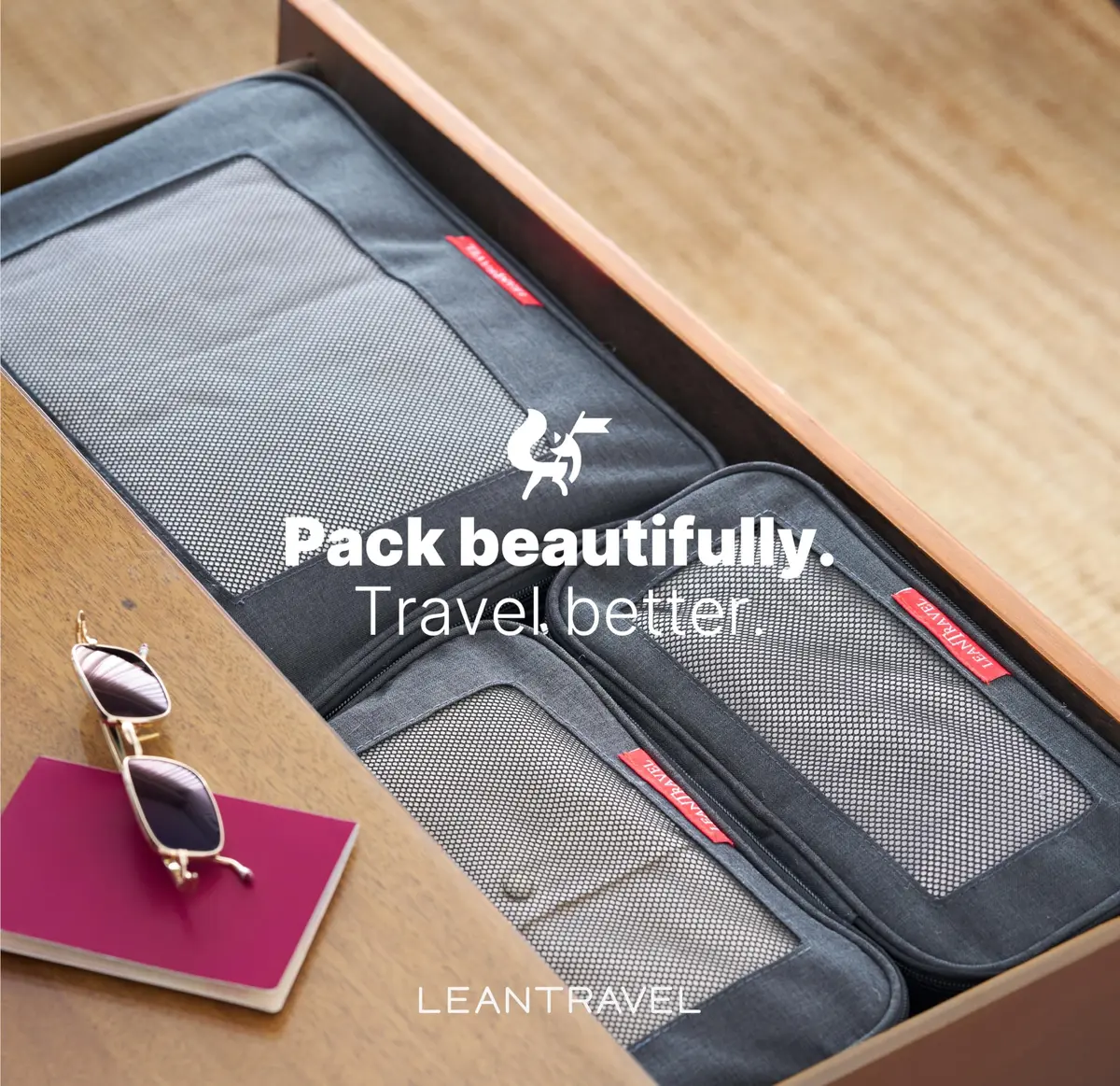 LeanTravel Premium Compression Packing Cubes for Travel - Suitcase Organizer Bags with Double Zipper & Breathable Mesh Panel - Space Saving Carry On Luggage Essentials (6-Pack, Black) - view 9