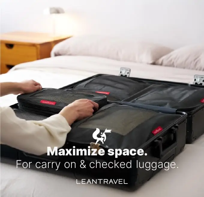 LeanTravel Premium Compression Packing Cubes for Travel - Suitcase Organizer Bags with Double Zipper & Breathable Mesh Panel - Space Saving Carry On Luggage Essentials (6-Pack, Black) - view 11