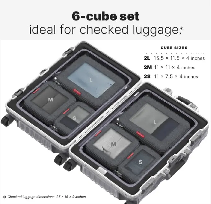 LeanTravel Premium Compression Packing Cubes for Travel - Suitcase Organizer Bags with Double Zipper & Breathable Mesh Panel - Space Saving Carry On Luggage Essentials (6-Pack, Black) - view 2