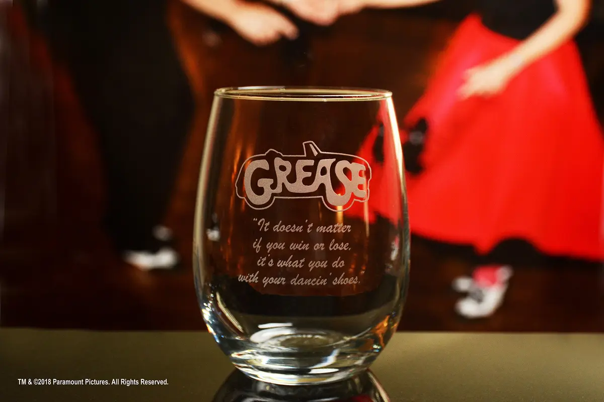 Movies On Glass Grease Stemless Wine Glass 15oz | Licensed Handcrafted Collectible - view 4