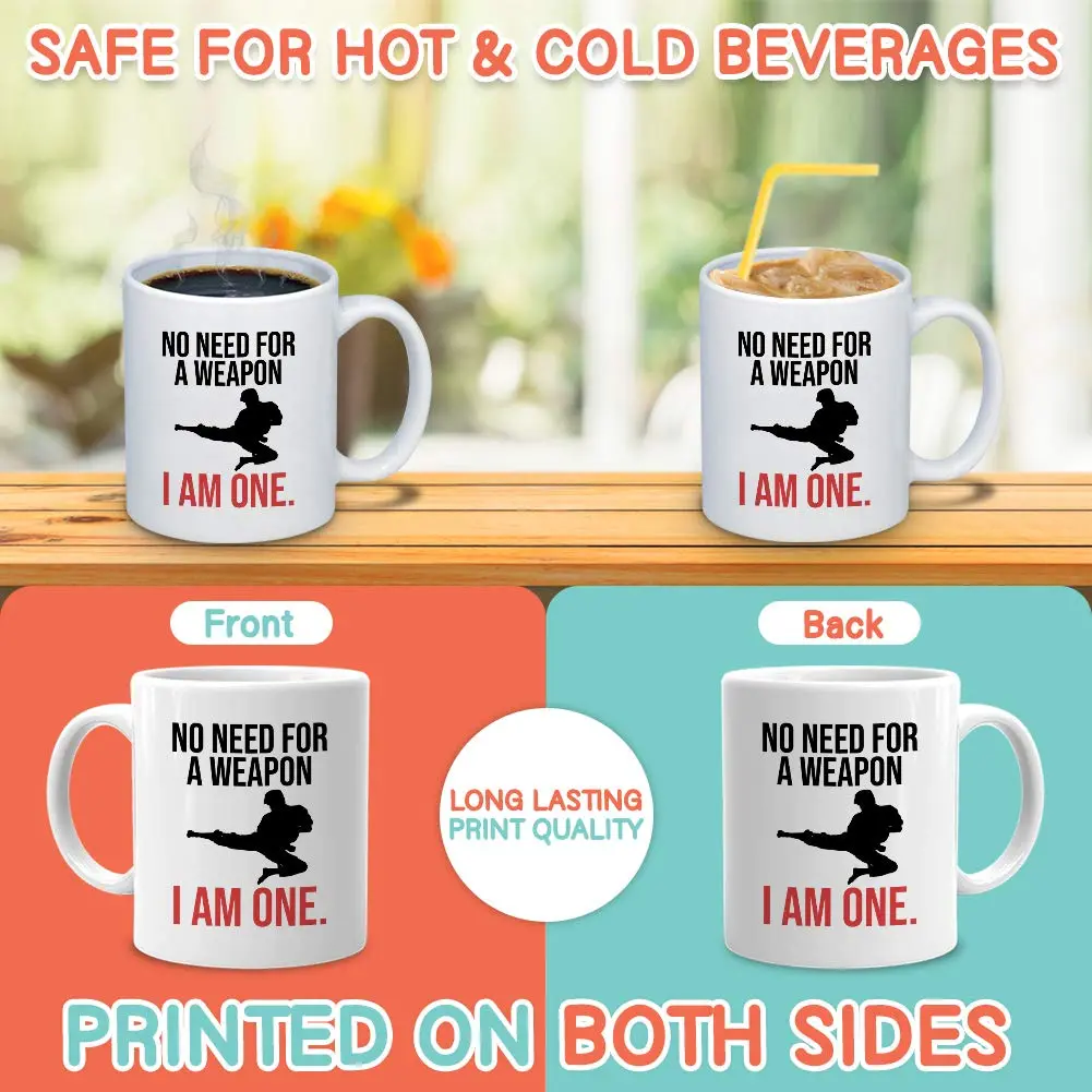 Bubble Hugs Martial Arts Coffee Mug 11 oz (325 ml) | No Need Weapons, I Am One - view 3