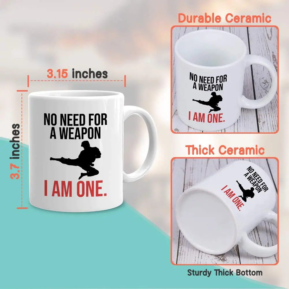 Bubble Hugs Martial Arts Coffee Mug 11 oz (325 ml) | No Need Weapons, I Am One - view 4