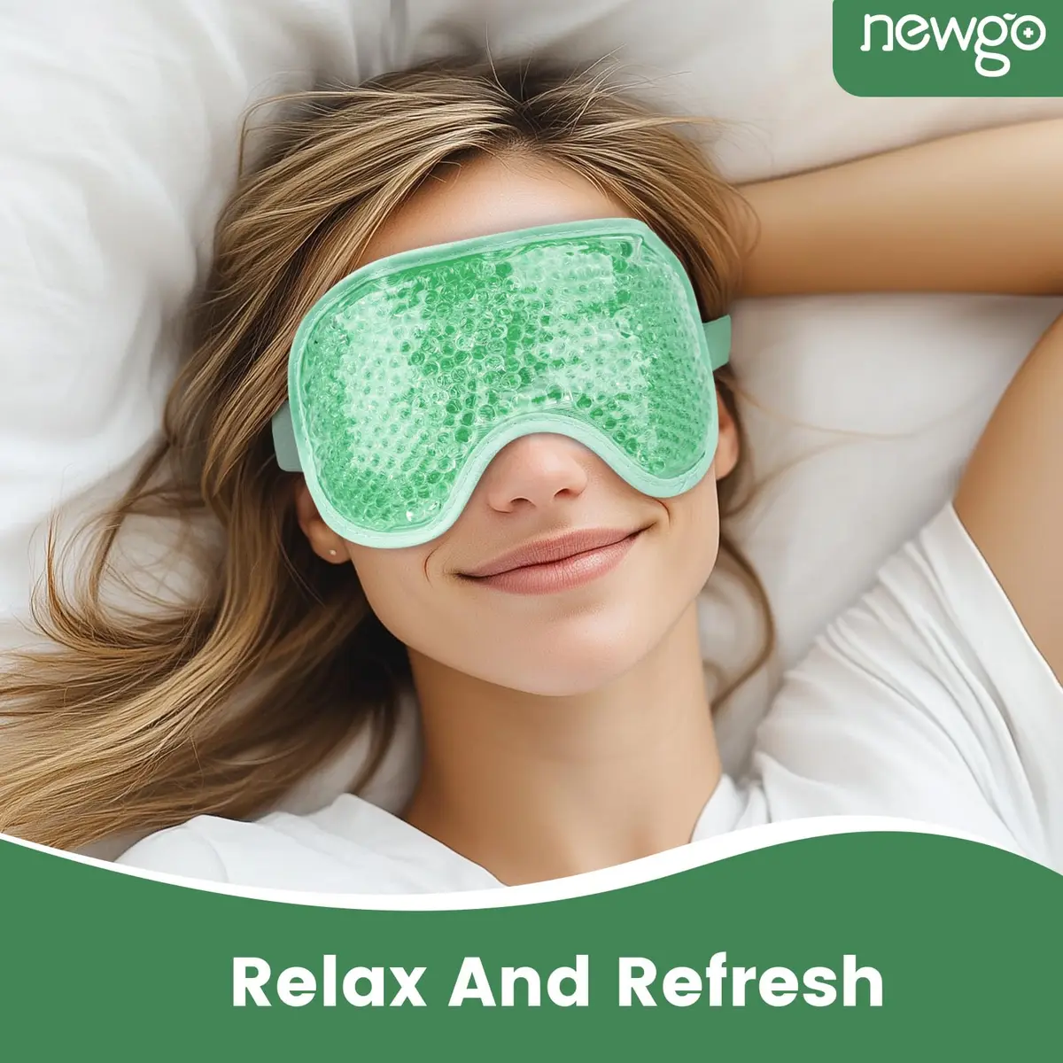 NEWGO Cooling Eye Mask for After Surgery | Reusable Gel Face Ice Pack, Green - view 5