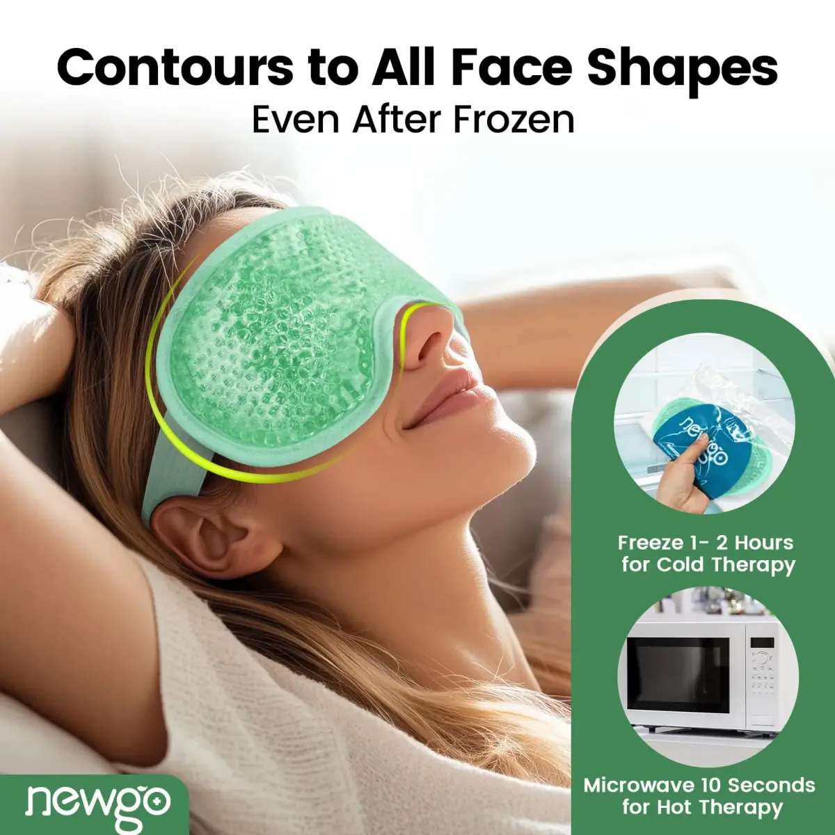 NEWGO Green Cooling Eye Mask for After Surgery - Reusable Gel Ice Pack for Puffy Eyes & Headaches - view 4