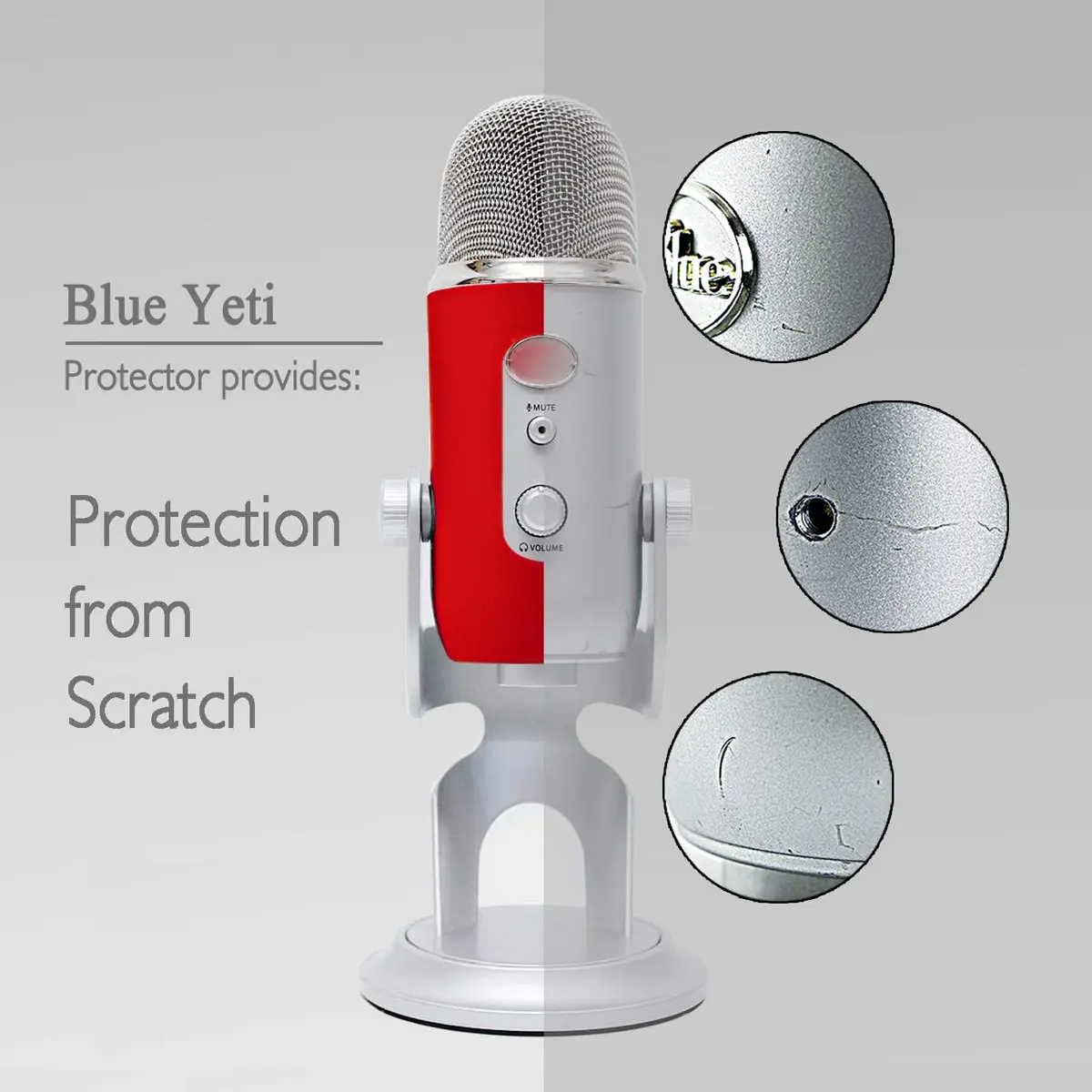 YOUSHARES Microphone Windscreen Foam with Silicone Protector for Blue Yeti & Yeti Pro, Red | Reduces Wind Noise & Plosives - view 4