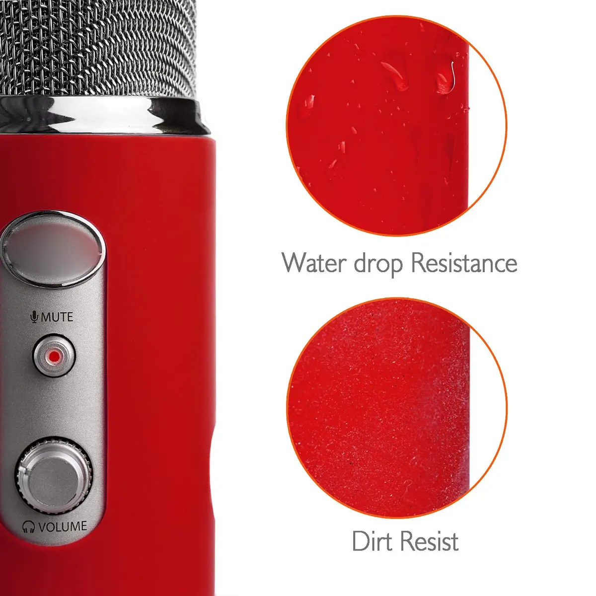 YOUSHARES Microphone Windscreen Foam with Silicone Protector for Blue Yeti & Yeti Pro, Red | Reduces Wind Noise & Plosives - view 5