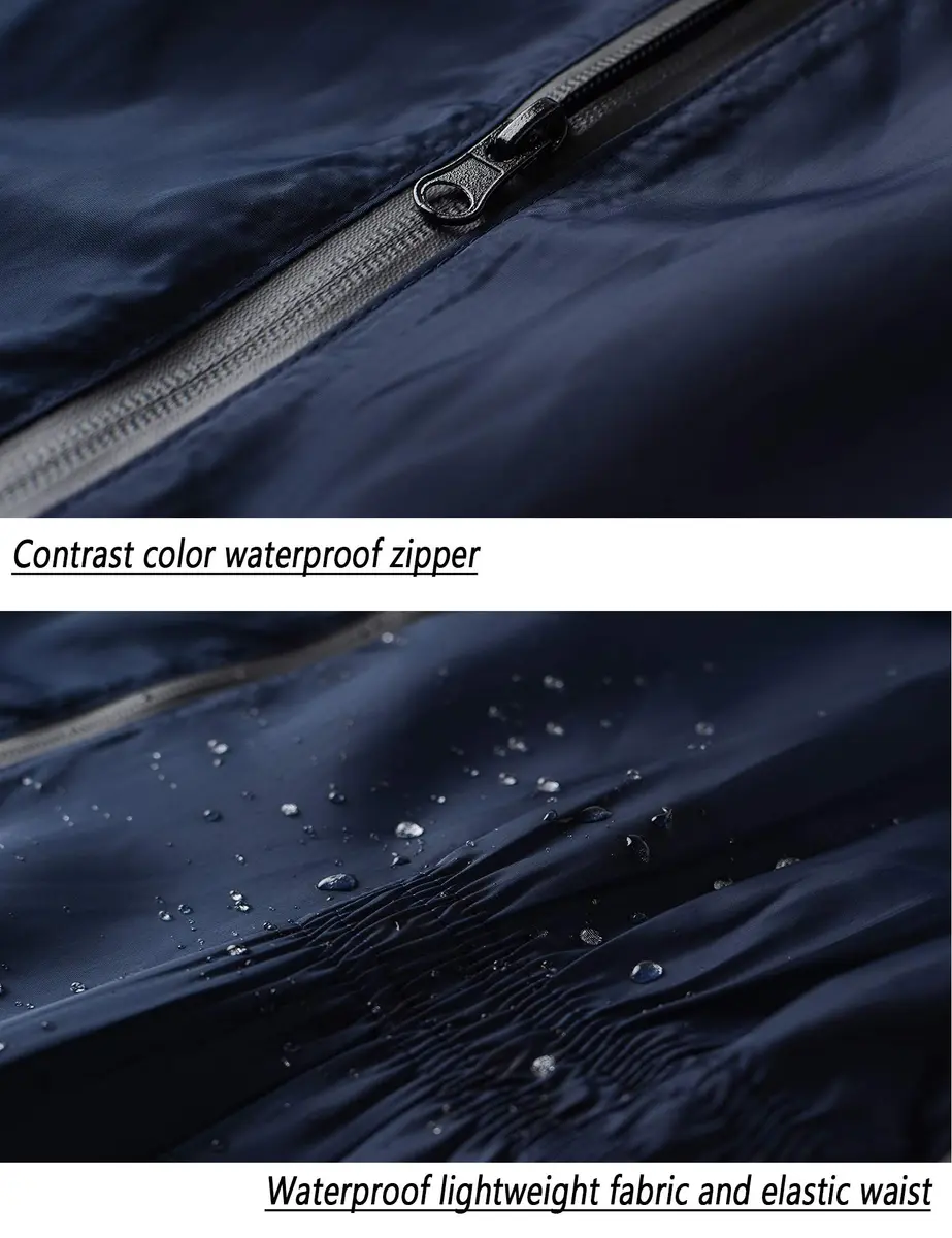 LOMON Women Waterproof Raincoat Hooded Lightweight Windbreaker Anorak Jacket Navy Blue S | Breathable, Windproof & Light - view 5