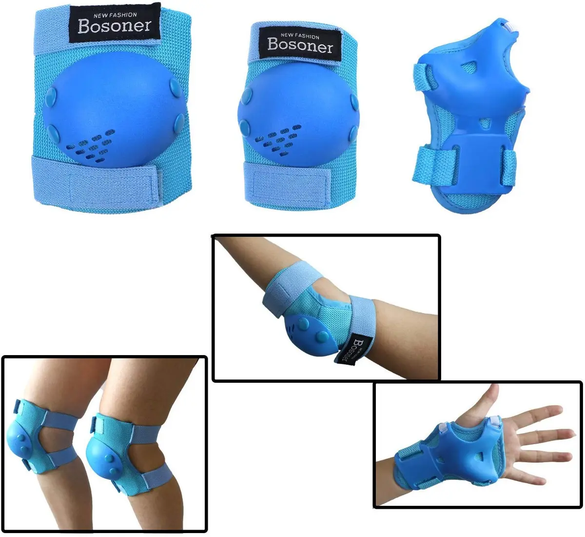 BOSONER Kids/Youth Knee Pads Elbow Pads Wrist Guards Set for 3-15 Years | Multi-Sports Impact Protection - view 2