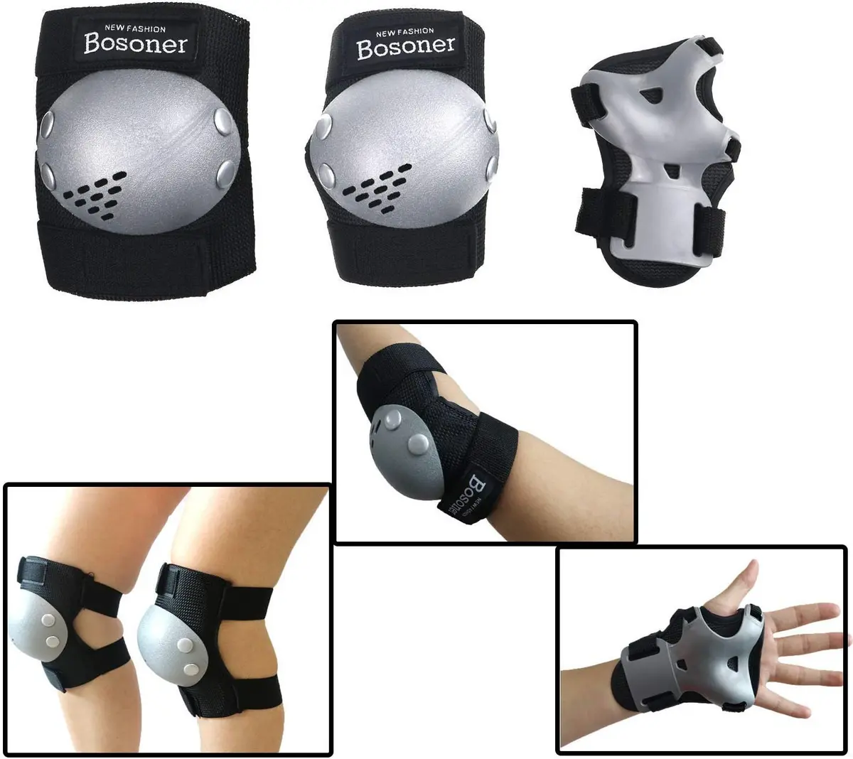 BOSONER Kids/Youth Knee Pads Elbow Pads Wrist Guards Set for 3-15 Years | Multi-Sport Impact Protection - view 3