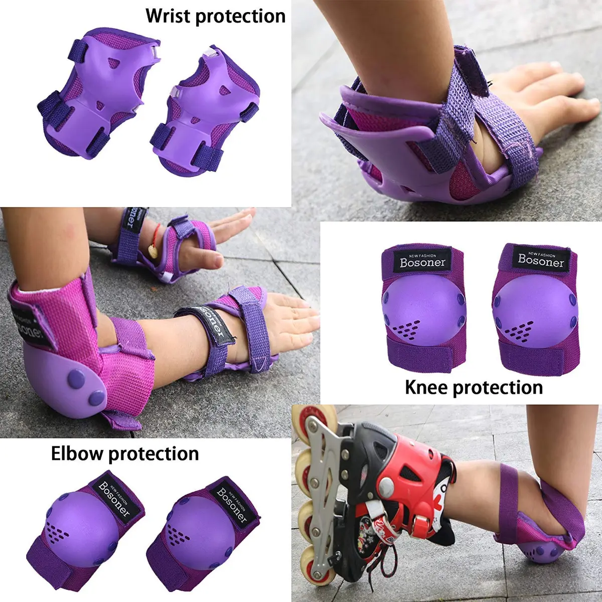 BOSONER Kids/Youth Knee Pads Elbow Pads Wrist Guards Set for 3-15 Years | Multi-Sport Impact Protection - view 4