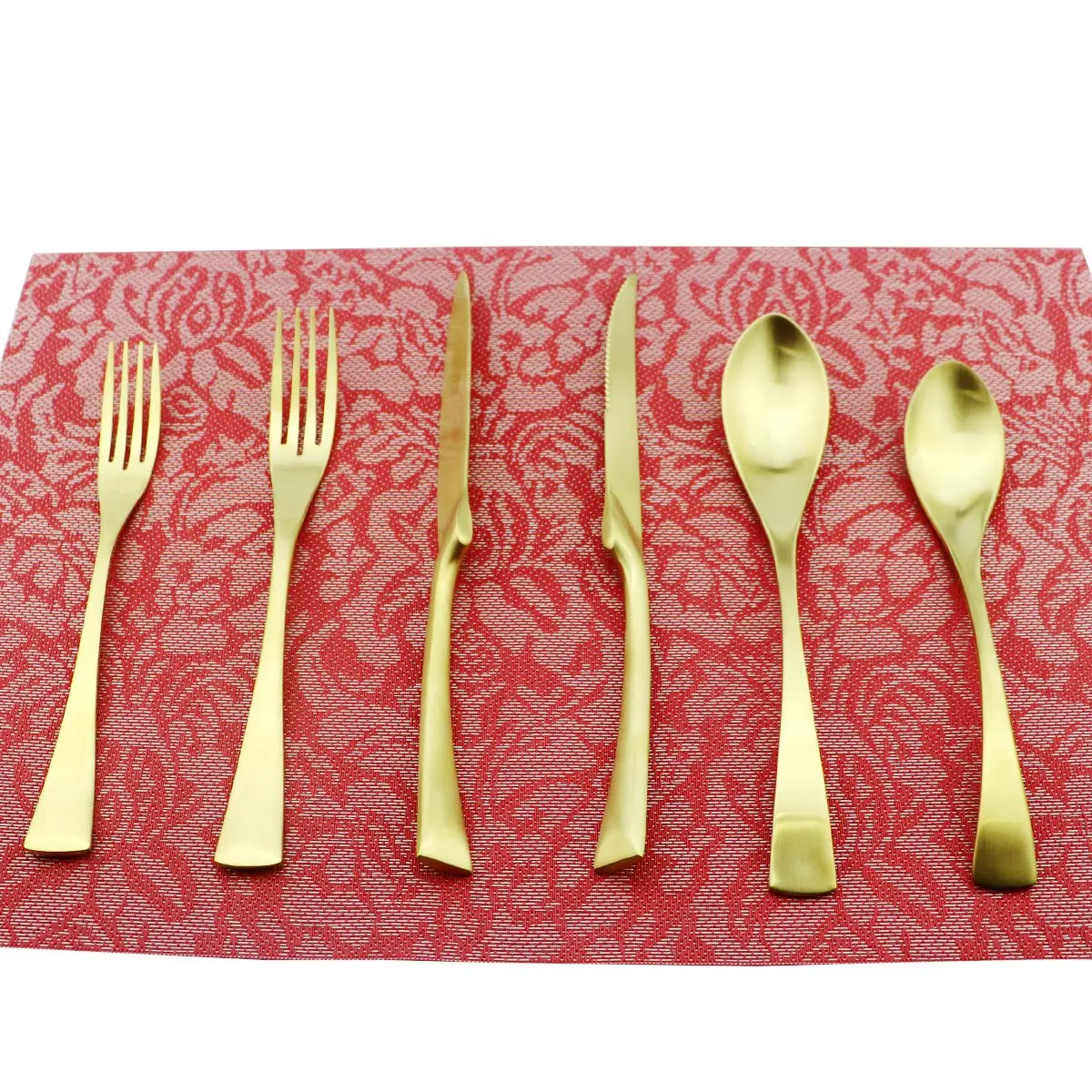 Uniturcky 6-Piece Flatware Set,Extra Thick Heavy Duty - 18/10 Stainless Steel Cutlery Sets,High Matte Finish Gold Flatware Sets Service for 1,Multipurpose Use for Home,Kitchen,Tableware Utensil Sets - main product image