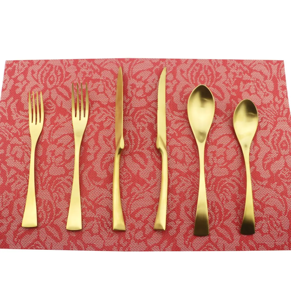 Uniturcky 6-Piece Flatware Set,Extra Thick Heavy Duty - 18/10 Stainless Steel Cutlery Sets,High Matte Finish Gold Flatware Sets Service for 1,Multipurpose Use for Home,Kitchen,Tableware Utensil Sets - view 2